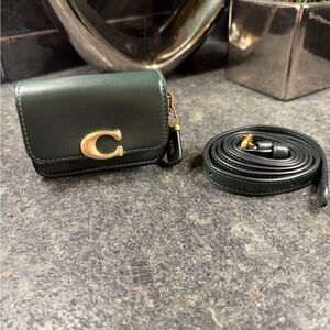 Authentic Coach Green Mini Belt Bag with Gold Accent